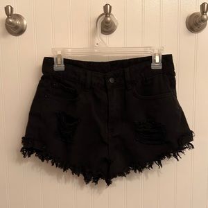 Black jean shorts
